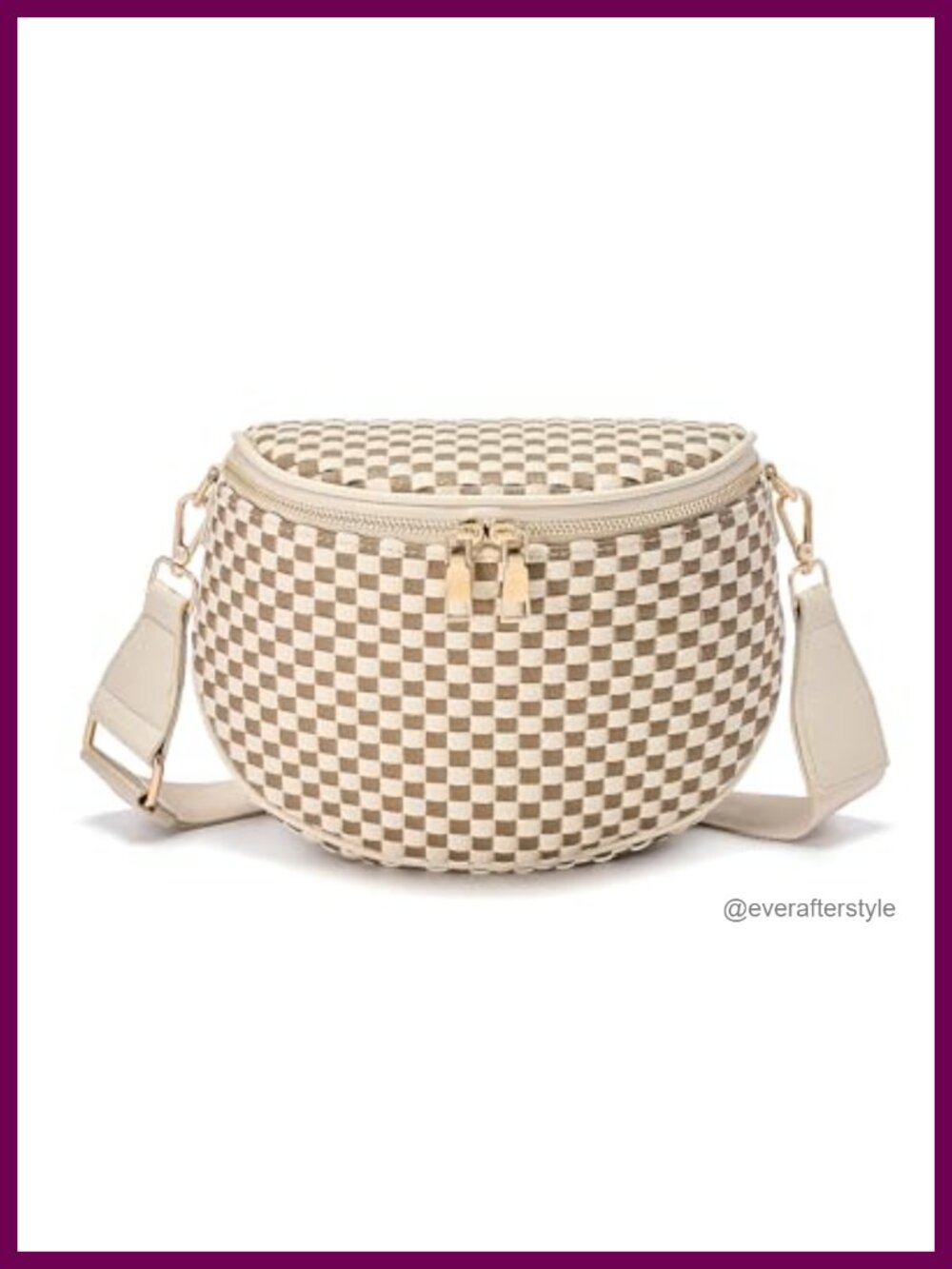 Woven Checkered Crossbody Bum Bag PU Leather Belt Bag Fanny Pack
